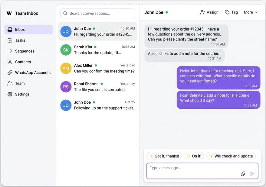 AI-powered team inbox with smart reply suggestions